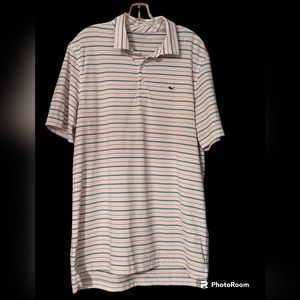 Vineyard Vines Performance striped Print Whale Short Sleeve Golf Polo Shirt